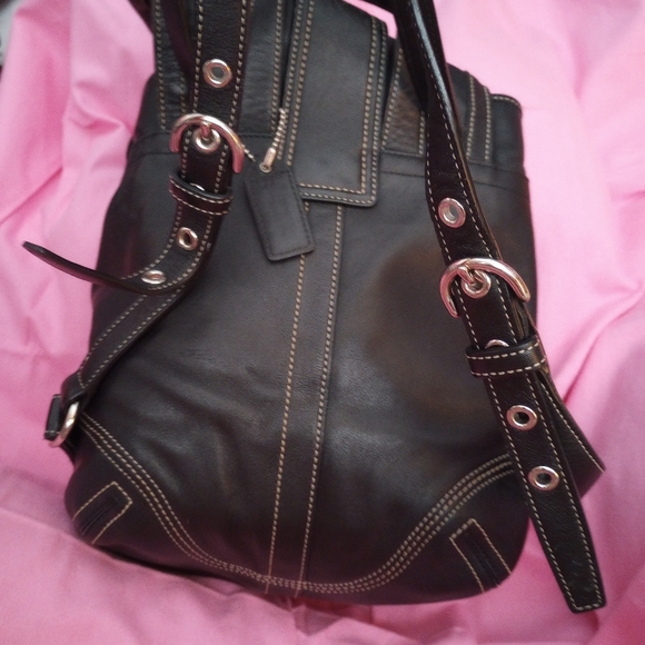 Authentic COACH Soho Black Leather Drawstring Backpack EUC! 3559 - Picture 6 of 8